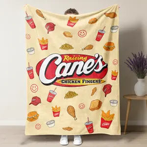 Raising Cane's CHICKEN FINGERS Blanket, Perfect for Sofa, Bed, Travel, and Flight Essentials, Comfortable Napping Blanket, Essential Home Textile, Figure Print Blanket