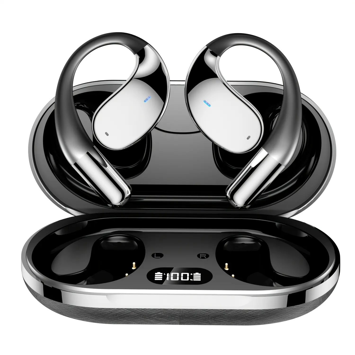 Ergonomic Sport Wireless Earhook Earbuds, Sweat-Resistant Bluetooth 5.4 Earphones with Call Noise Reduction, Touch Control, Lightweight Rechargeable Design, Hands-Free All-Day Wear, Compatible with iOS & Android for Running, Gym