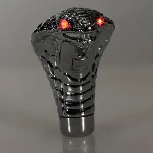 LED Eyes Illuminated Cobra Snake Head Gear Shift Knob - Premium Resin & Metal Manual Shifter, Universal Fit JDM Racing Style Car Interior Mod, Adjustable Angle, USB & Mobile Light Universal Accessory