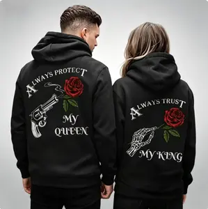 My Queen My King Matching Couple Hoodie / Sweatshirt / T-Shirt | Trendy Fall Streetwear for Couples – Stylish 100% Cotton Pullover, Cozy Outdoor Casual Outfit, Perfect Valentine’s & Anniversary Gift for Him & Her, Romantic Autumn Fashion Cute Clothes Soft