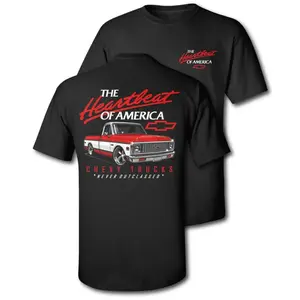 🚗[100% Cotton][Graphic Tee]Old School Legend Red Chevy 'Never Outclassed' Tee – Heather Rust Crewneck T-Shirt – Vintage Classic Menswear – Biker Graphic Top – Casual Short Sleeve Polyester Streetwear – Made in USA – Perfect for Car Enthusiasts and Fans