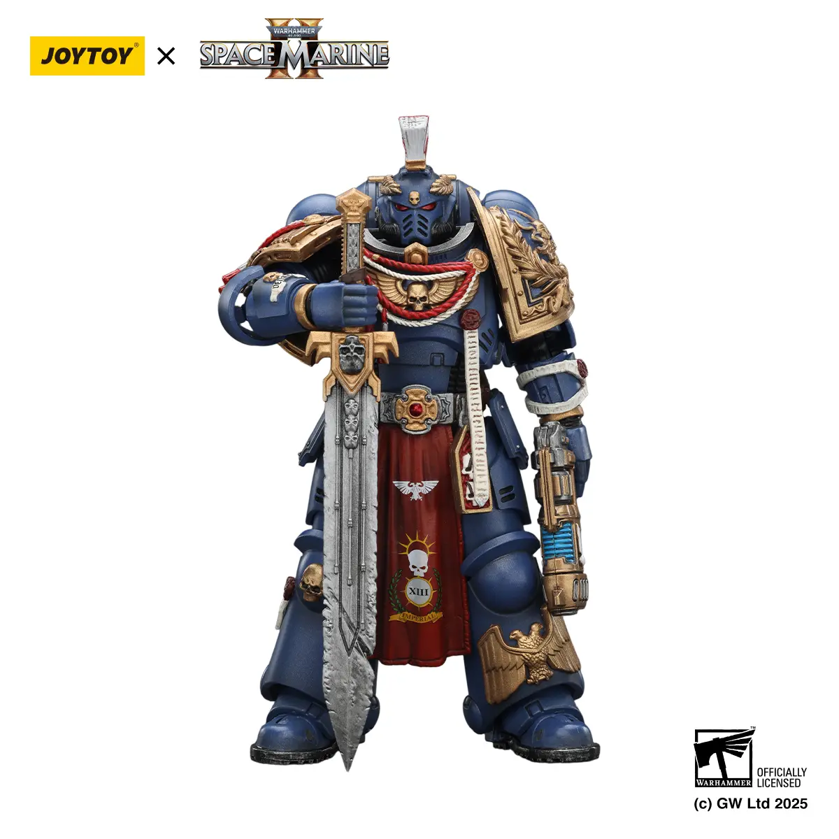 JOYTOY Warhammer 40000 1:18 Scale ABS/PVC Articulated Space Marine Action Figure - Ultramarines Relic Primus Armour, Plasma Pistol, Combat Blade, 4.84in Height, High Articulation, Ages 12+, 12 Years Above Collectible Figure JT02816, 4.84 Inches
