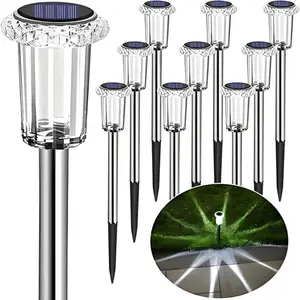 Upgraded new 2/4 set outdoor solar garden lights, featuring automatic sensing function, suitable for garden decoration, made of stainless steel, with energy-saving design.