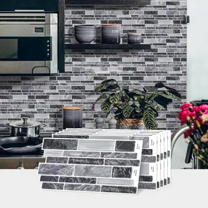 20 pieces self-adhesive peel and stick splash guard, faux tile decals, DIY sticker 3D wall sticker, suitable for kitchen, bathroom countertop, wall decoration, 24.6 cm X 12 cm, Marble Pattern Wallpaper