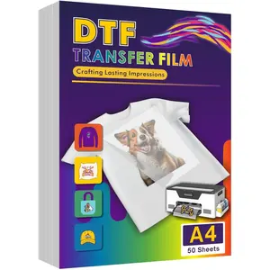 DTF Transfer Film 8.3" x 11.7", 50 Sheets A4 Double-Sided Matte PET Heat Transfer Paper, Universal for All T-Shirts & Dark Fabrics, Vibrant Colors, Easy Peel Hot/Cold