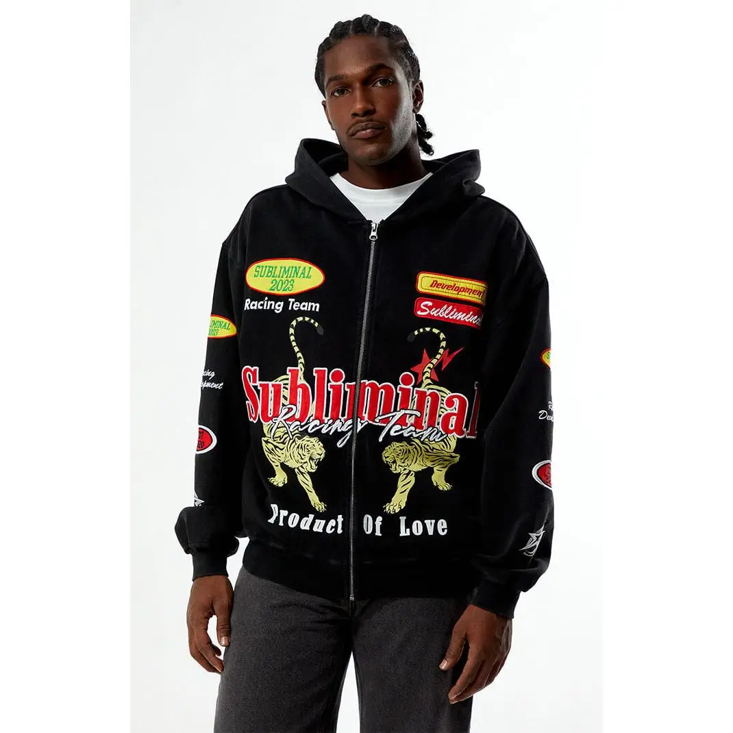 Pacsun Men's Subliminal Racing Full Zip Hoodie Pacsun Men's Subliminal Racing Full Zip Hoodie