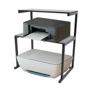 3-Tier Printer Stand Black Large Size High Capacity Storage Desk Shelves for Dorm Home Office Organizer