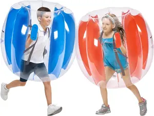 2 Pack Inflatable Bumper Balls for Adults (4ft/1.2m) Giant Sumo Balls Body Bumpers Balls Buddy Zorb Ball Outdoor Toys for Kids Yard Human Bubble Ball Hamster Ball(Red+Blue, 48inch)