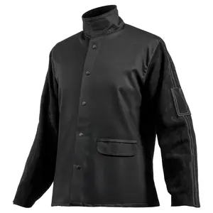 VEVOR Flame-Resistant Welding Jacket L Size Heavy Duty Cowhide Leather & 9oz FR Cotton