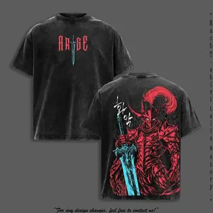Igris Vintage Washed Oversized T-Shirt & Hoodie – Solo Leveling, Shadow Knight Commander Anime Graphic, Absolute Loyalty And Silent Blade Theme, Heavyweight Cotton Streetwear Unisex 650 GE2