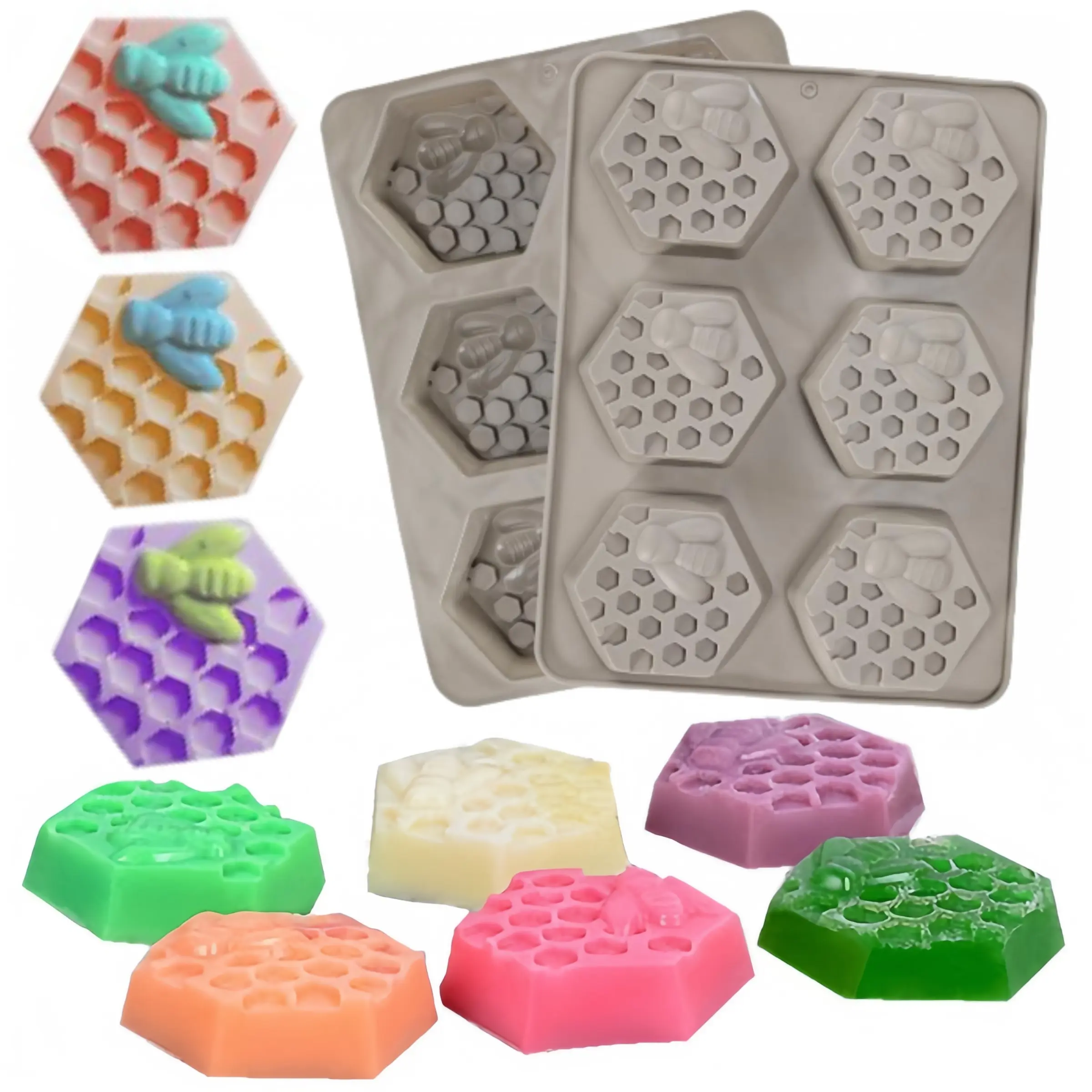 2 PCS Honeycomb Soap Mold,bee Silicone Mold,3D Bee Soap Mold,suitable for DIY Homemade Soap,bathroom Essentials