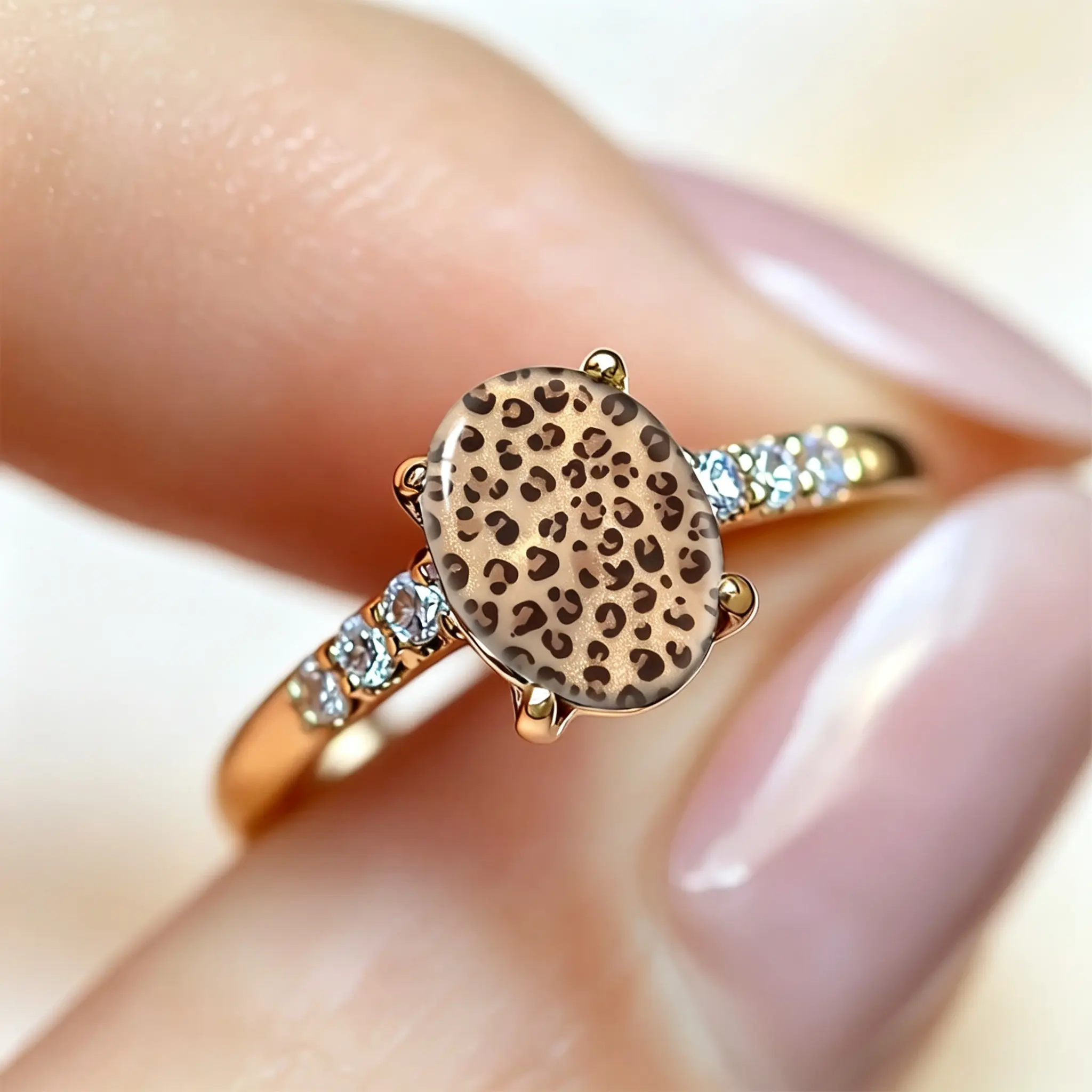 Women's Vintage Leopard Print Western Jewelry Ring - Retro Statement Costume Accessory, Trendy Gift Idea