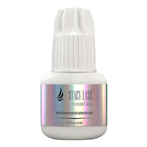 Crystal Clear Eyelash Extension Glue Stacy Lash (0.17fl.oz/5ml) / 1 Sec Drying Time/Retention – 8 Weeks / Transparent Adhesive / Professional Supplies