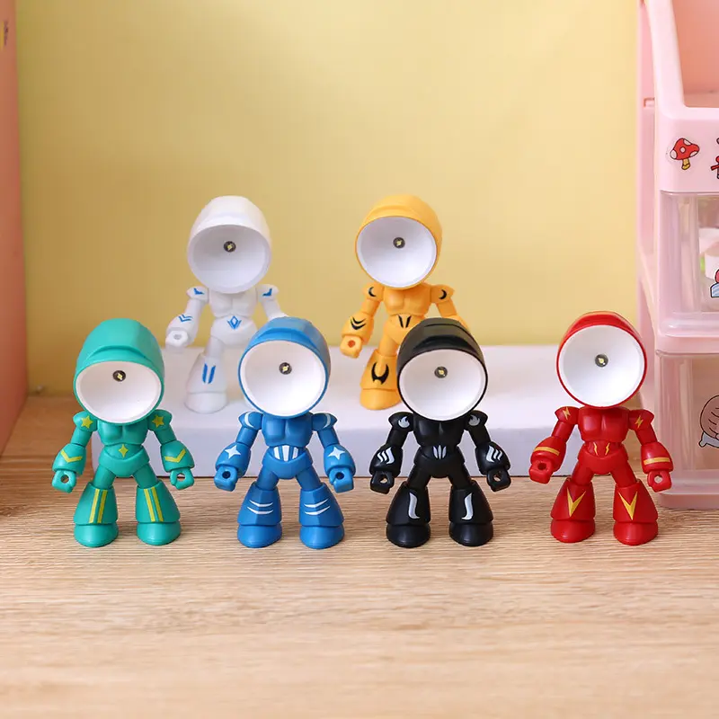 Mini Robot LED Desk Lamp, Movable Joint Astronaut Robot Night Light Cute Cartoon Figure Table Decor Gift