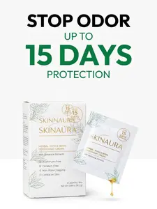 Aluminum-Free Deodorant Cream – SkinAura – 24 Sachets Whole Body Odor Control, Up to 15 Days Freshness, Herbal Non-Greasy Deodorant for Underarms & Feet