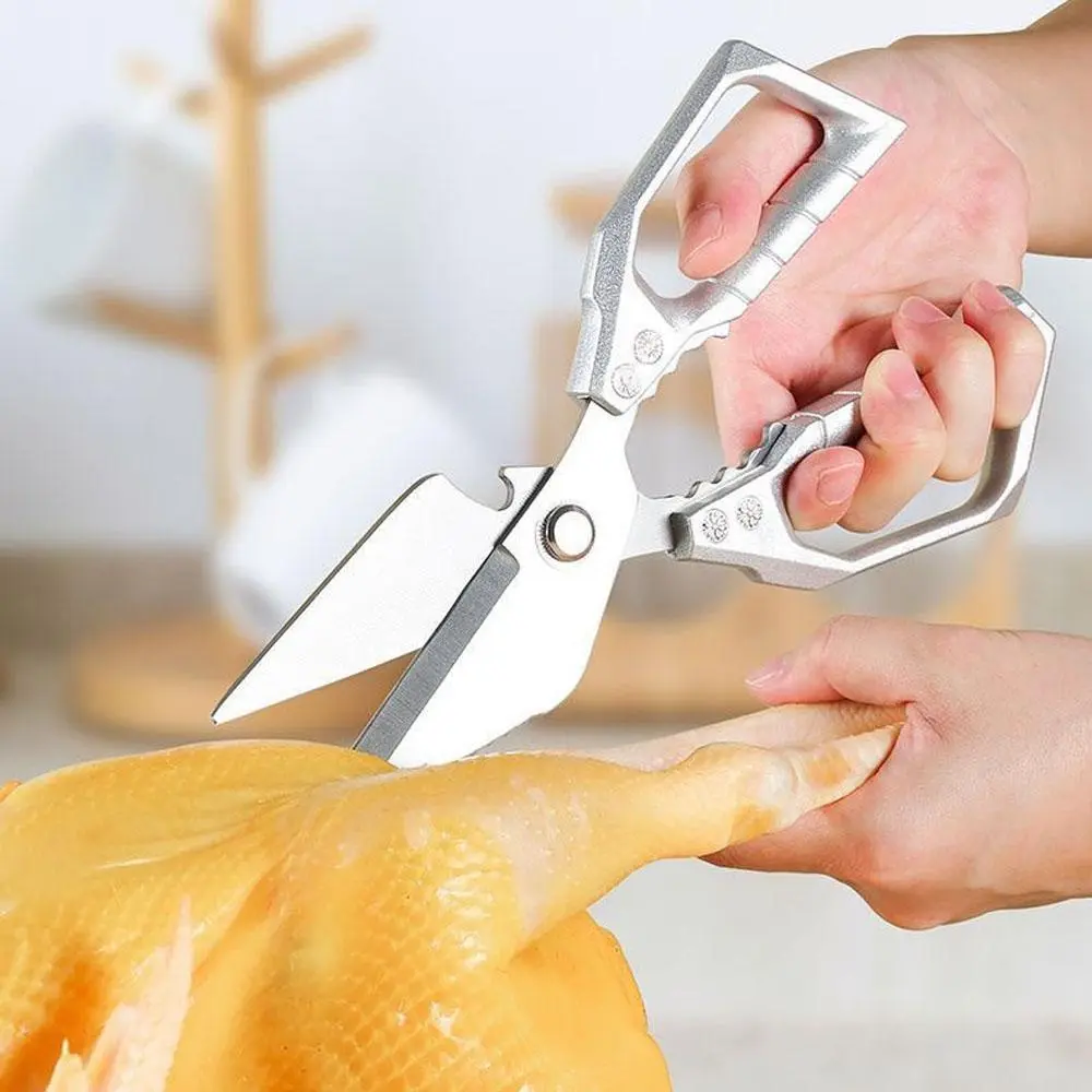 Professional Stainless Steel Kitchen Scissors with Ergonomic Handles - Heavy-Duty Meat Bone Cutter, Anti-Pinch, Anti-Slip, Slippery Teeth, Opener, Left-Right Grip for Chefs, Gift Giving