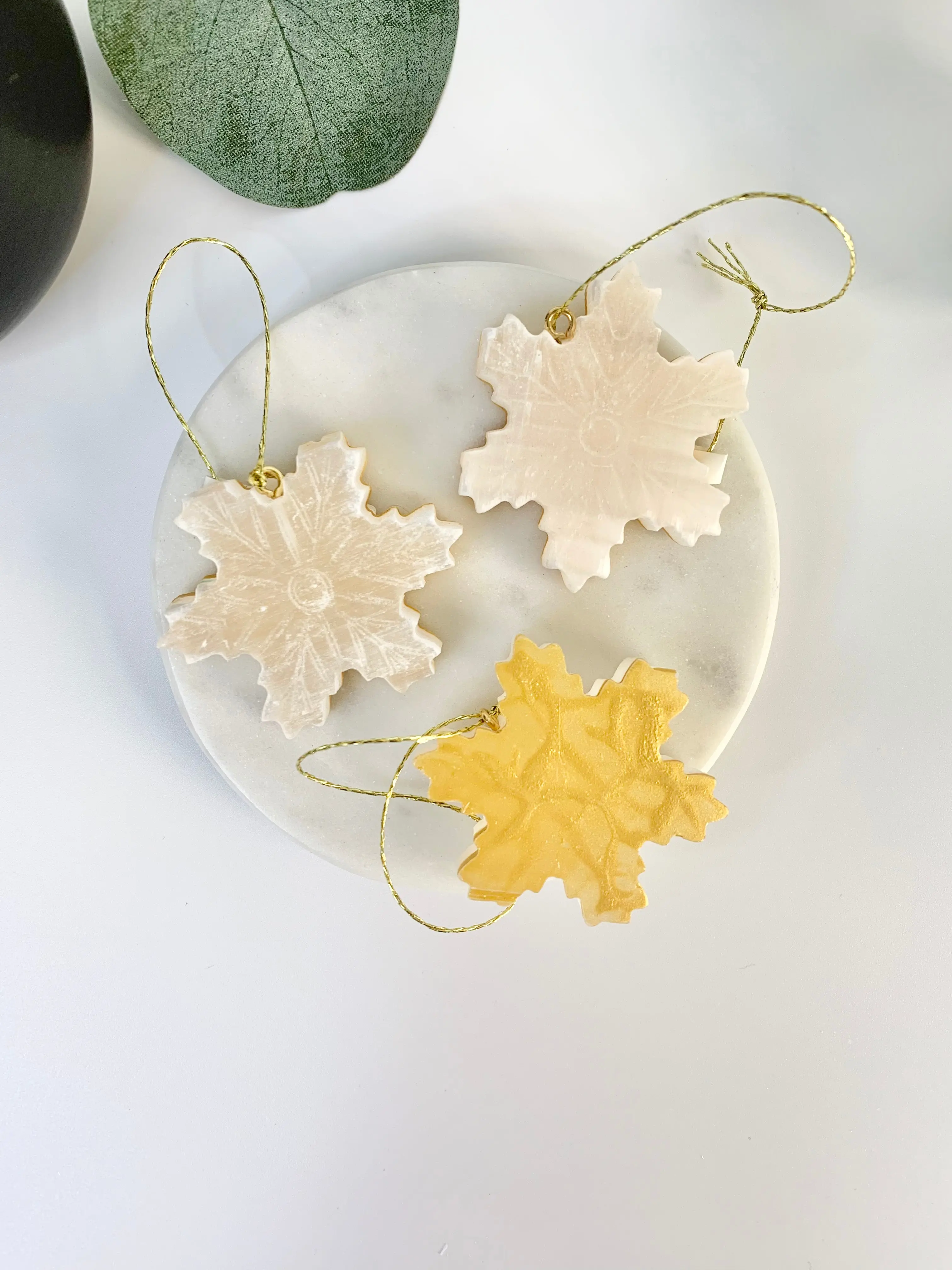 Satin Spar Gold Back Snowflake Ornament