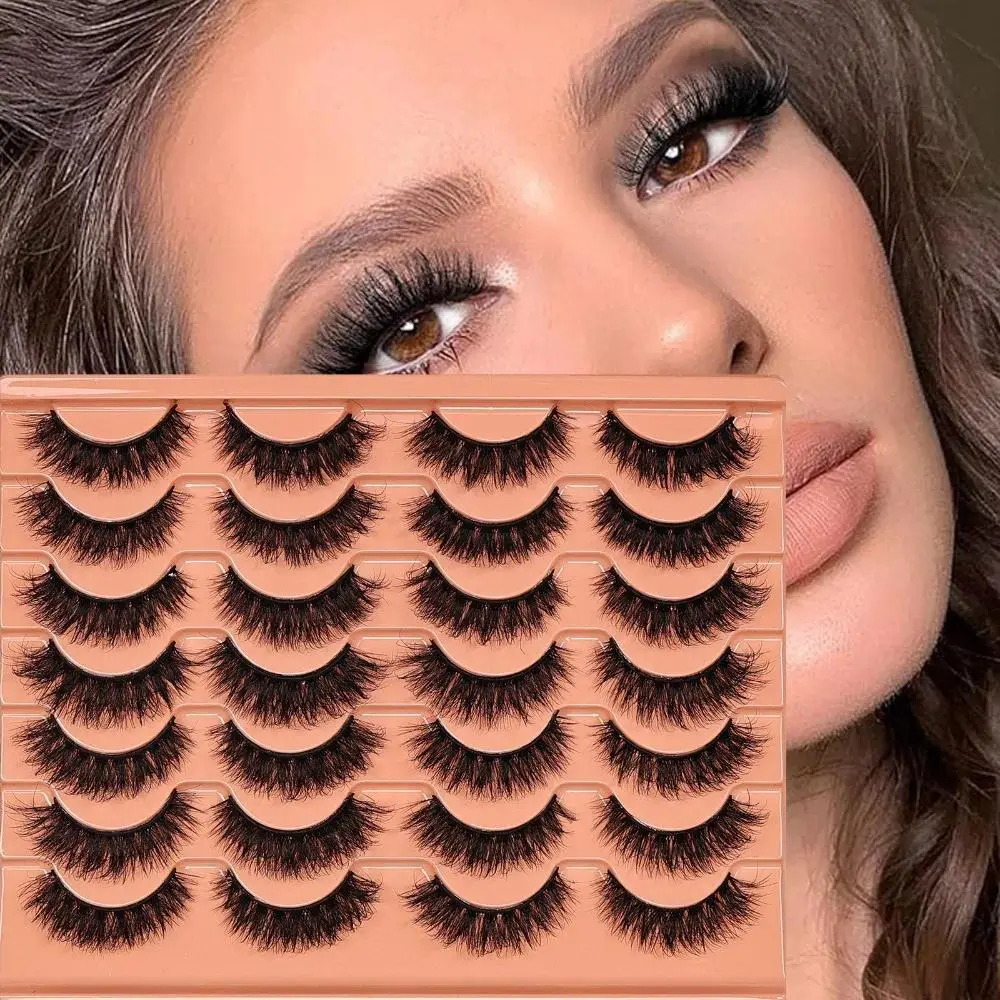 3D Thick False Eyelashes 14Pairs Fluffy Messy Eye Lashes Natural Dramatic Eyelash Strips for Daily & Party Wear Makeup Cosmetic