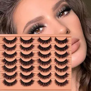 3D Thick False Eyelashes 14Pairs Fluffy Messy Eye Lashes Natural Dramatic Eyelash Strips for Daily & Party Wear Cosmetic