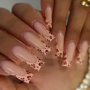 Press-on Nails | French Tip | Leopard & Bow Design | 24pcs