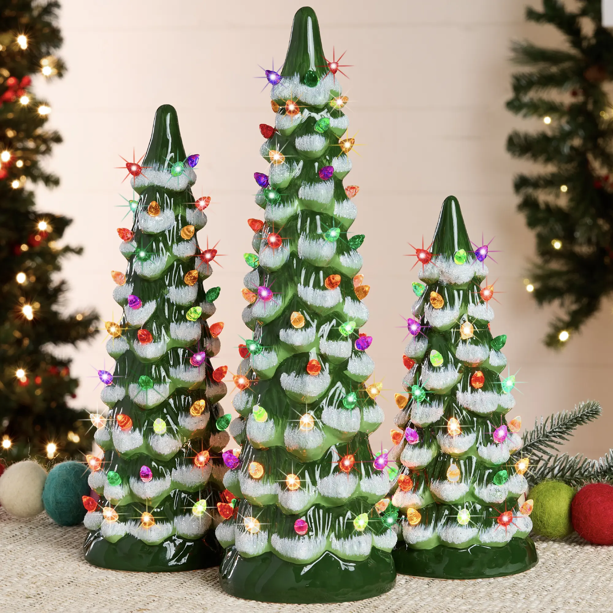 Best Choice Products Set of 3 Pre-Lit Hand-Painted Ceramic Tabletop Christmas Trees Best Choice Products Set of 3 Pre-Lit Hand-Painted Ceramic Tabletop Christmas Trees