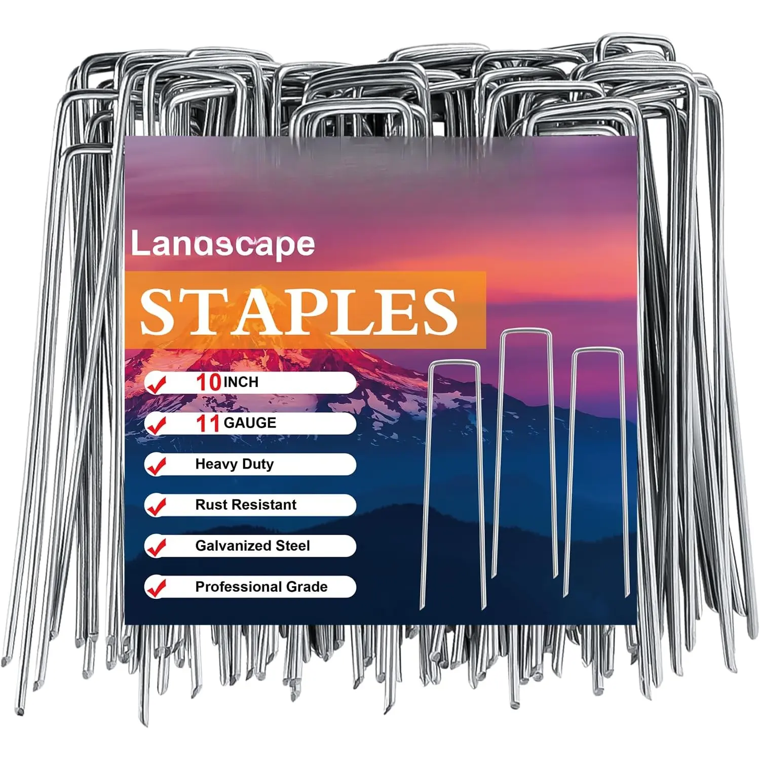Landscape Staples 10 Inch 11 Gauge 120 Pack Garden Stakes Upgraded Tent Stakes Galvanized SOD Pins Ground Stakes Yard Stakes for Weed Barrier Fabric Ground  Cover Stakes Outdoor Decor