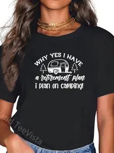 100% Cotton Unisex I Plan On Camping Retirement Plan Saying Caravan Camper Gift T-Shirt