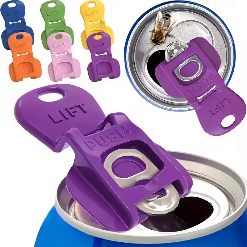 Set of 6 beverage can openers, colorful can covers, simple and easy-to-use bottle openers that won't hurt your hands, and sealed, dustproof can openers.