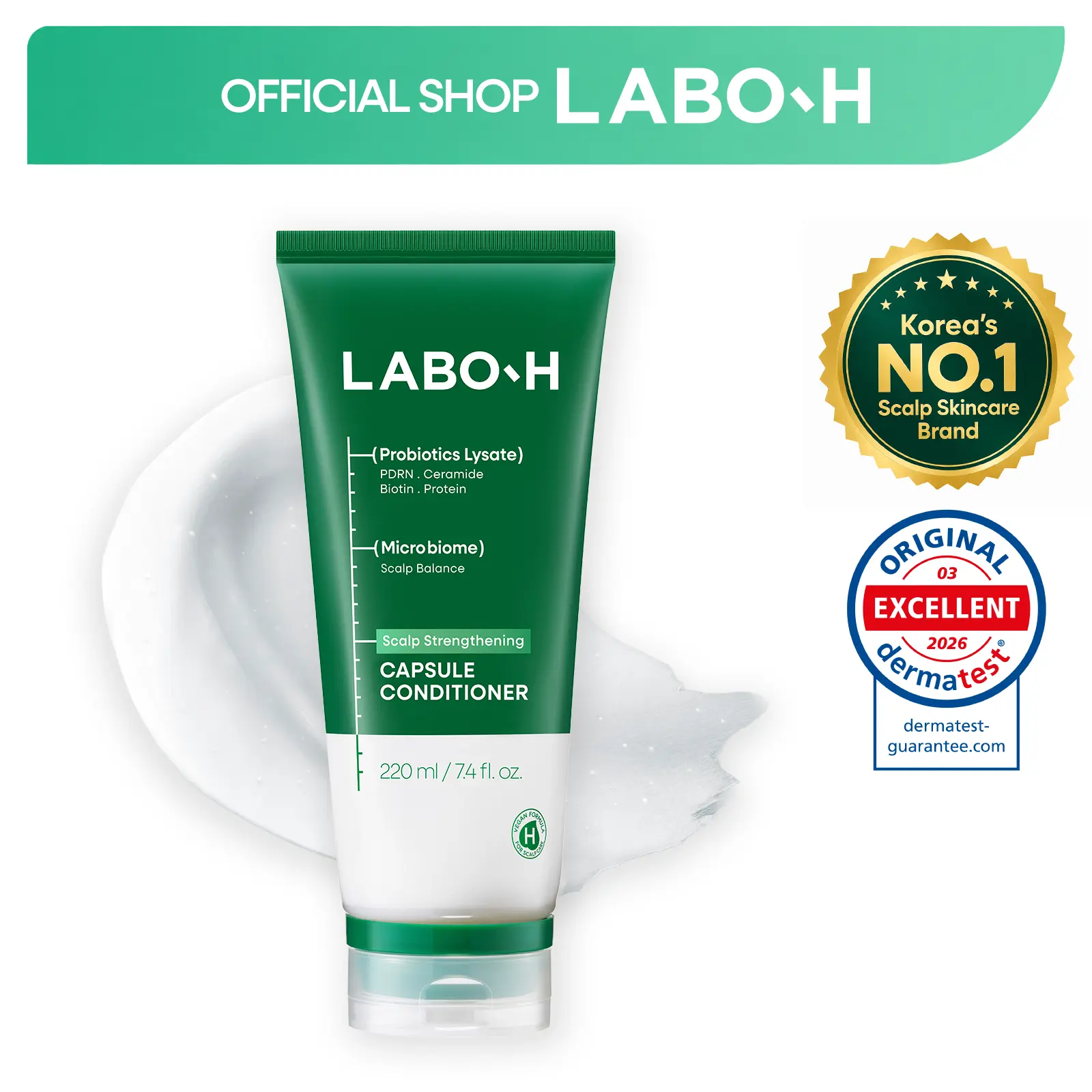 LABO-H Scalp Strengthening Conditioner | VitaPlex Capsule for Hair Growth and 122% More Moisture | Silicone-Free | Korean Haircare