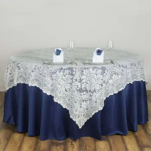 Lace Table Overlay 90"x90" Ivory - Classic Table Topper