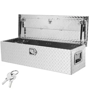 VEVOR Heavy Duty Aluminum Truck Bed Tool Box, Diamond Plate Tool Box with Side Handle and Lock Keys, Storage Tool Box Chest Box Organizer for Pickup, Truck Bed, RV, Trailer, 39x13x10, BlackVEVOR Super Brand Day
