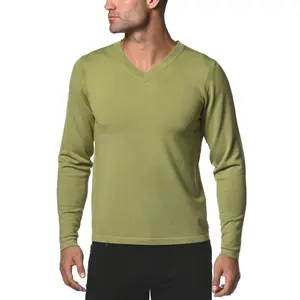 OLIVE SILK TENCEL KNITTED V-NECK SWEATER PM-16308