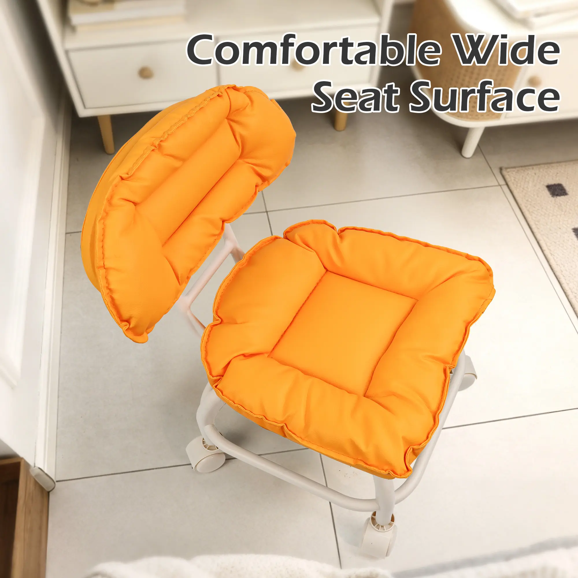1 Count Rolling Backarest Chair, Space-Saving Compact Design 1 Count Rolling Backarest Chair, Space-Saving Compact Design