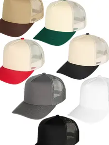 C.C  Multi Color Cotton Mesh Back Adjustable Snapback Strap Trucker Hat Baseball Cap - 100% Polyester, Lightweight, Breathable, Unisex, Adjustable Fit, Perfect for Everyday Wear