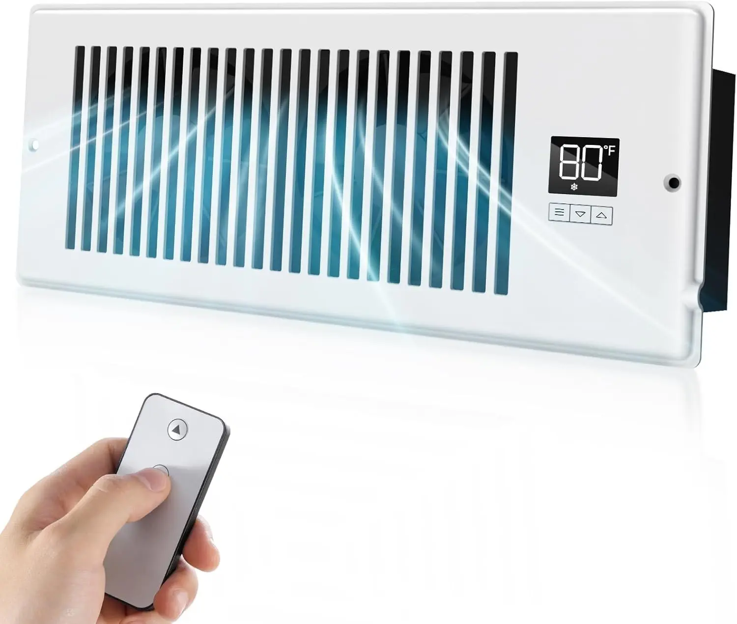 Quiet Register Booster Fan Fits 4" x 12" (DUCT OPENING CUTOUT), 10-Speed  Heating Cooling AC Vent Booster Fan w/Remote Control & Thermostat Control (White) - Corded