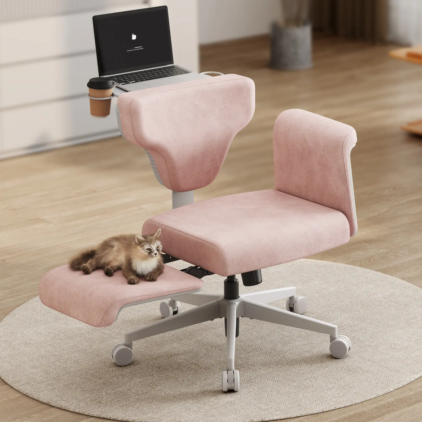 Newtral Freedom-X Ergonomic Desk Chair with Back Tray - Adjustable Height & Armrests, Pet-Safe Rolling Wheels, 300lbs Max, Adjustable Height Chairs for Work/Reading, Home & Office Back Support, Polyester