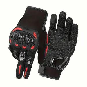 FORICOM Motorcycle Gloves: 1 Pair, Full Finger, Hard Knuckle Protection, PVC Knit Fabric, Anti-Slip, Touchscreen-Compatible, Comfort Fit – for Outdoor Sports and Cycling