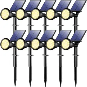 Solar Spot Lights Outdoor  IP65, 10 Pack 4 Lighting Modes Solar  Landscape Spotlights with Auto /Off, Solar Garden Christmas Yard Pathway Wall Lights for Outside, Warm White