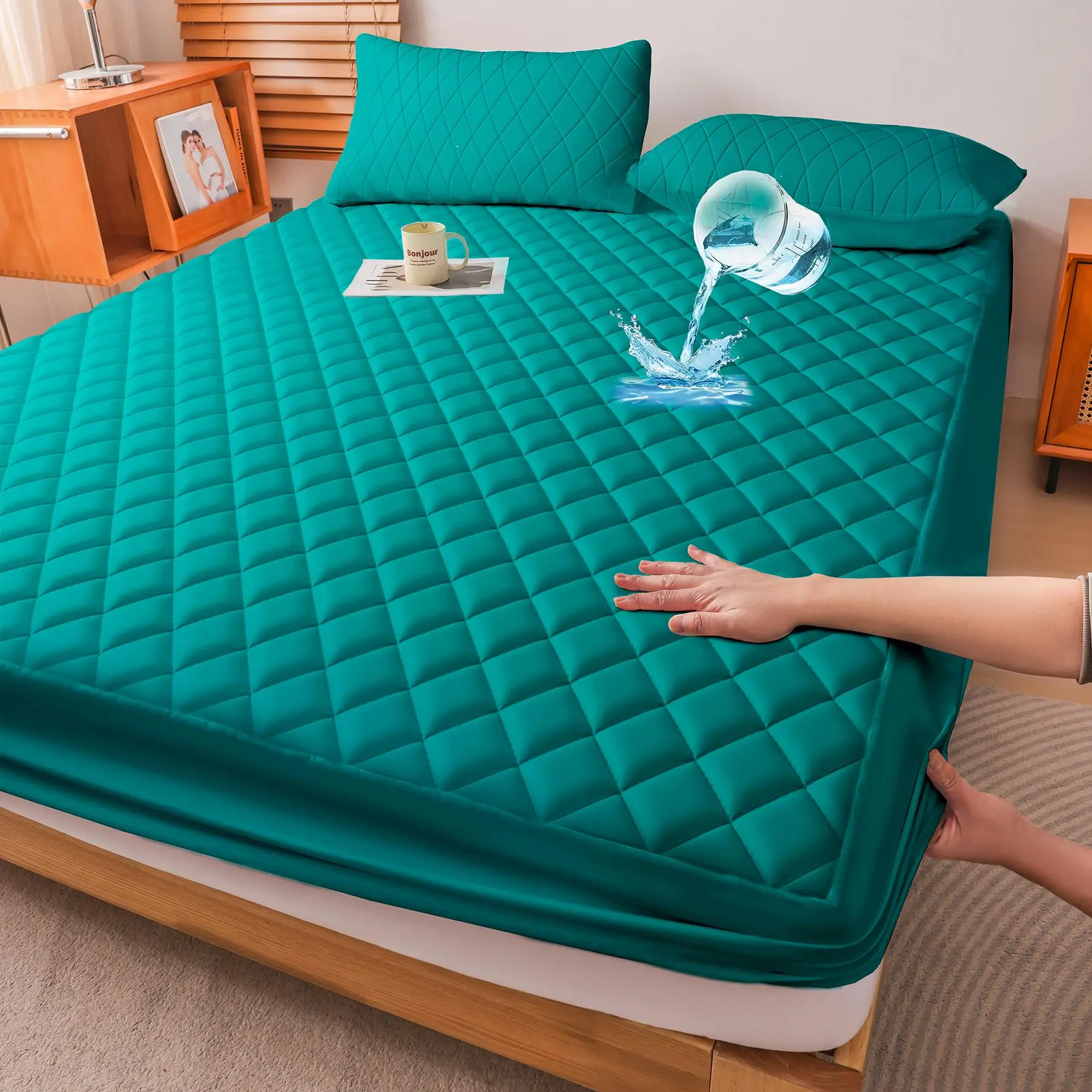 1Pc Waterproof Mattress Protector, Removable Mattress Cover
