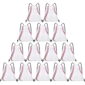 14 Pcs Baseball Drawstring Bags Party Favor Goodie Bags Cinch Bag Sackpack for Sports Teams Birthday Supplies(Baseball)