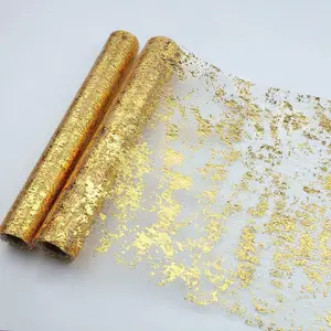 Gold Foil Table Runners, Sparkling Metallic Mesh Table Decorations, Wedding Birthday Party Decoration, Set of 4/2/1