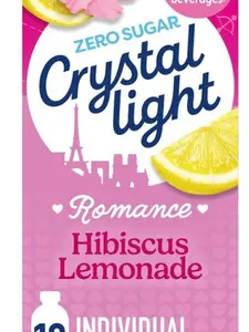 Crystal Light Drink Mix, 10 Individual Packets, Hydration for Book Lovers and Romance Readers, Hibiscus Lemonade Natural Flavor with Other Natural Flavor, Zero Sugar, No Artificial Dyes, 0.14 oz