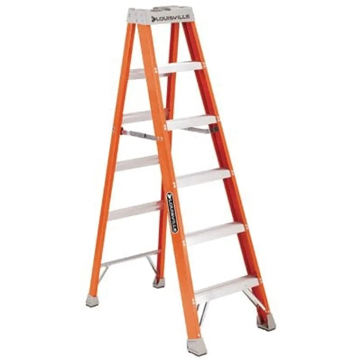 212 MAIN 6' Fiberglass Advent Step Ladder (Model 443-FS1506) - Heavy Duty Full Channel Fiberglass Rail Ladder with Double Rivets, Inside Spreader Braces for Industrial Bird Cage Maintenance, Everyday Use, Heavy Duty Ladder, Contractor Use