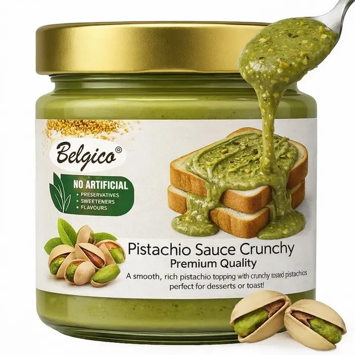 Belgico Crunchy Pistachio Cream – The Dubai Chocolate Bar Filling | Belgian Pistachio Sauce 7oz