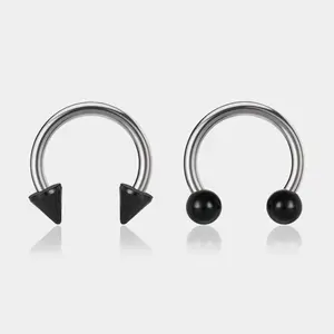 Oufer Internally Threaded 16G Titanium CBR Septum Ring Set 2PCS Snakebites Piercing Jewelry