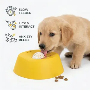 Mess-Free Spin Dog Lick Bowl  Stop Bloat & Anxiety! 15X Slower Feeder for Liquid Treats, Peanut Butter & Yogurt. Splash-Proof Weighted Base Enrichment Toy