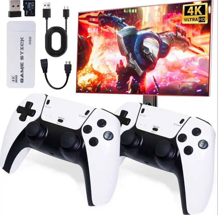 2026-Generation Hybrid Video Game Console Stick with 2 Wireless Controllers, 26 Built-in Emulators, HDMI Output, USB Connectivity, 240Hz, TVs & Monitors Compatible, Retro Gaming Experience (Dual Pack Accessories, Ideal for Halloween, Christmas)