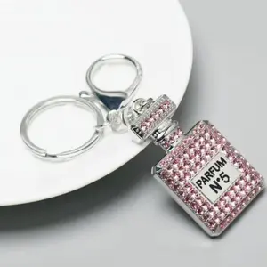 SINGLE PIECE BLING RHINESTONE PERFUME BOTTLE KEYCHAIN