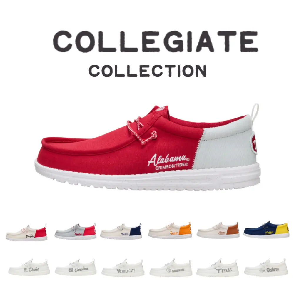 HEYDUDE Wally Funk Collegiate Collection - Men's Comfortable Slip on Shoes Casual Gameday Footwear Training Athletic