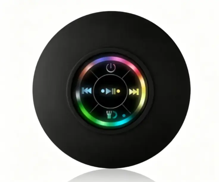 Bathroom Bluetooth Compact Audio Speaker - IPX6 Waterproof, LED Light, Hands-Free Call, USB Rechargeable, Shower KTV Glow, Portable Home Use